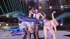 ahri and akali lead secret number kpop dance in sexy league costumes mmd hentai uncensored