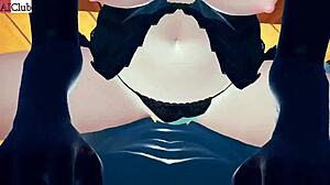 Hentai girl hides big ass tits under missionary monster cock pounding