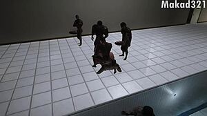 Mrs. Cockers takes big black cock at the pool in 3D Skyrim.