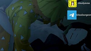 Hey, check out Nezuko deepthroating Zenitsu in this steamy Demon Slayer hentai!