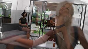 whoa, that horny futa's stroking her huge cock while stepmom showers nearby