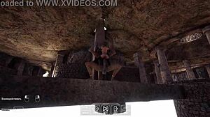 Ancient giant statue awakens pounds lara croft's pussy rhythmically in 3d hentai game animation gangbang creampie