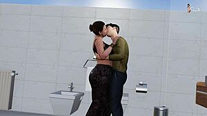 friend's hot curvy stepmom dominates with rough bathroom sex