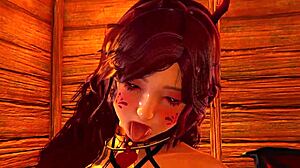 sharlea and glyssha's succubus tongues dive deep into wet lesbian pussies licking