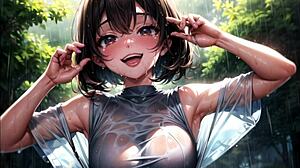 cute young hentai babes stare seductively while flashing sexy armpits and boobs