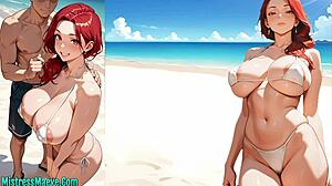 Sexy redhead wife cheats at beach blows monster cock for cuckold cumshot voice acted