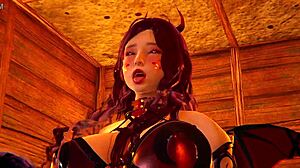 sharlea and glyssha's succubus tongues dive deep into wet lesbian pussies licking