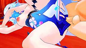 Oh yeah, Cerydra squirts hard during anal creampie with huge tits in Honkai Star Rail!