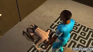 3D blonde dream babe's huge tits take deepthroat monster cock pounding