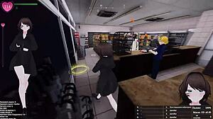 Exhibitionist girl squirts hard in store - hold back?