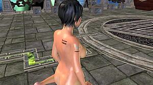 Can You Believe This Tattooed Hottie Grinds Pussy On Temple Stone?!