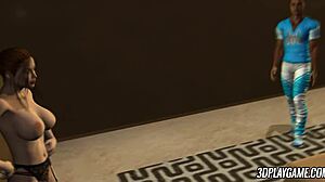 3D blonde dream babe's huge tits take deepthroat monster cock pounding