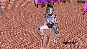 sexy sexbot poses hot then rides dick reverse cowgirl