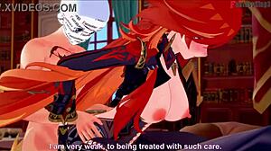 Mavuika fucks naked in jeans office Genshin big tits fantasy!