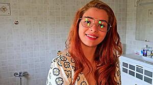 dreaming of fucking sexy redhead coworker deepthroat in wife's bed pov homemade