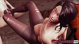 Do-Yun's nylon pantyhose hides teasing handjob titfuck footjob cumshot