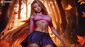 CUTE BLONDE BOUNCES HUGE TITS AND HARD NIPPLES IN SEXY OUTFIT!