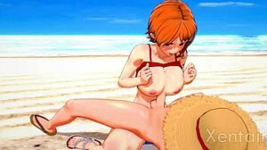 Nami Delivers Big Tits Blowjob! One Piece Monster Cock Titty Fuck Part 1