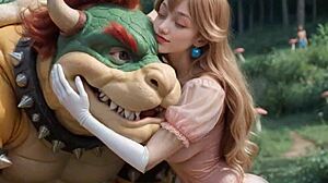 Princess Peach lives blissfully with Bowser in super mario 3d hentai paradise ai-generated