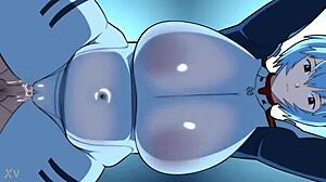kill la kill's rei ayanami shakes big ass tits in evangelion hentai tease
