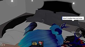 Roblox slut orgasms hard fucking three lucky guys cum