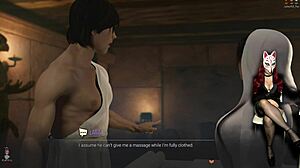 lara ready for that steamy femdom massage on her big tits and legs in stockings