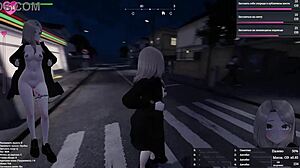 She shamelessly rams huge dildo deep in pussy outdoors, squirting wildly in public giant robot view!