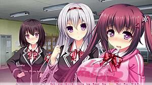 Yuri route heats up as big-titted anime babe takes facial creampie from monster cock overload