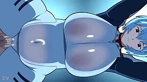 kill la kill's rei ayanami shakes big ass tits in evangelion hentai tease