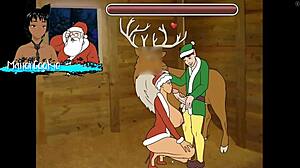 Mrs. Claus Sneaks Santa's Dick for Tit Sucking Pussy Fuck