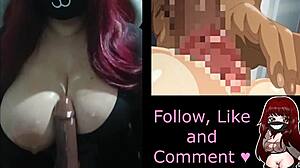 Chubby Goth Wife Intensely Toys Oiled Huge Tits Watching Hentai