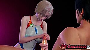 Big Tits Nessa Titfucks Monster Cock in Pool Then Deepthroats