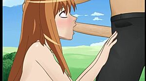 Horo's Deepthroat Sucks Spice and Wolf Huge Cock