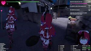 Manaka flashes toys publicly in town during SFM BDSM outdoor gameplay mod