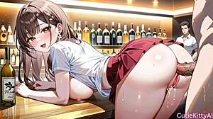 damn busty curvy milf fucked hard at bar anime hentai creampie!