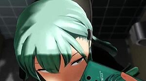hatsune miku kneels in bathroom for sneaky pov blowjob tease
