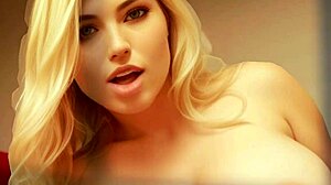 ai generated blonde milf with huge boobs ass bounces in animated anime