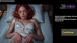 naughty elf jerks huge goblin cock in hentai game outfit