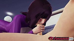 Hinata's sloppy blowjob teases into moaning titjob facial blast