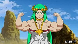 Palutena Flexes Muscles Bouncing Cute Small Tits