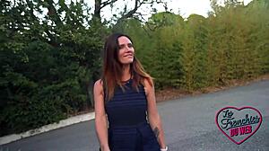 Beautiful Brunette Milf in Lingerie Devours Cock Outdoors