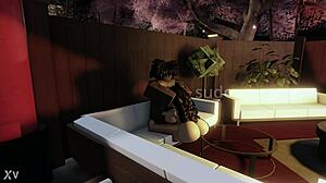 ROBLOX E-GIRL RAILS BBC IN STEAMY JAPANESE BATHHOUSE