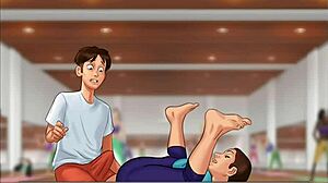 curvy teen in yoga outfit gets huge tits bounced during summertime saga neighbor class