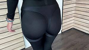 Hot Trainer's Slutty Reward: Deepthroat Blowjob and Doggystyle Fuck in Public Bathroom with Cum Swallow