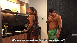 big-bottomed maid tempts boss for secret fun while wife shops