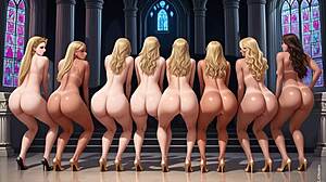 Harem twerks wildly in castle halls