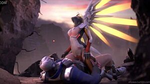 Handclap Overwatch Mercy Anal Cowgirl Big Tits Creampie Shock!