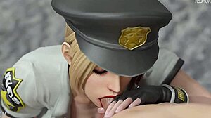 officer rachel deepthroats cock at work