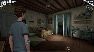 Bathing nerdy big tits girl covered in cum