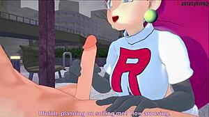 Jessie rocket slurps monster cock in team rocket pokemon blowjob fantasy